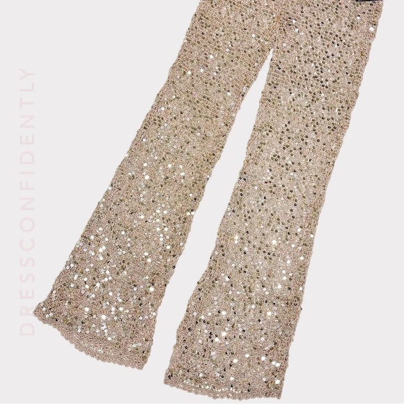 RETROFÊTE Tosca Sequin Crochet Jumpsuit - Rose Gold - Picture 10 of 12